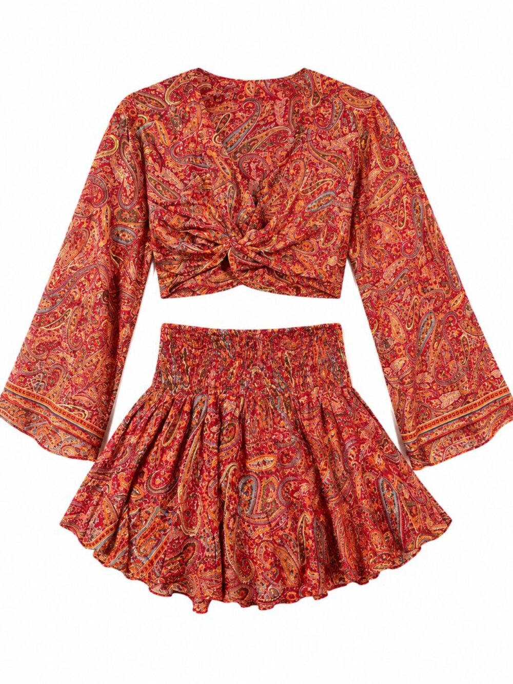 Boho Paisley Two-Piece Summer Skirt Set | Size S–M
